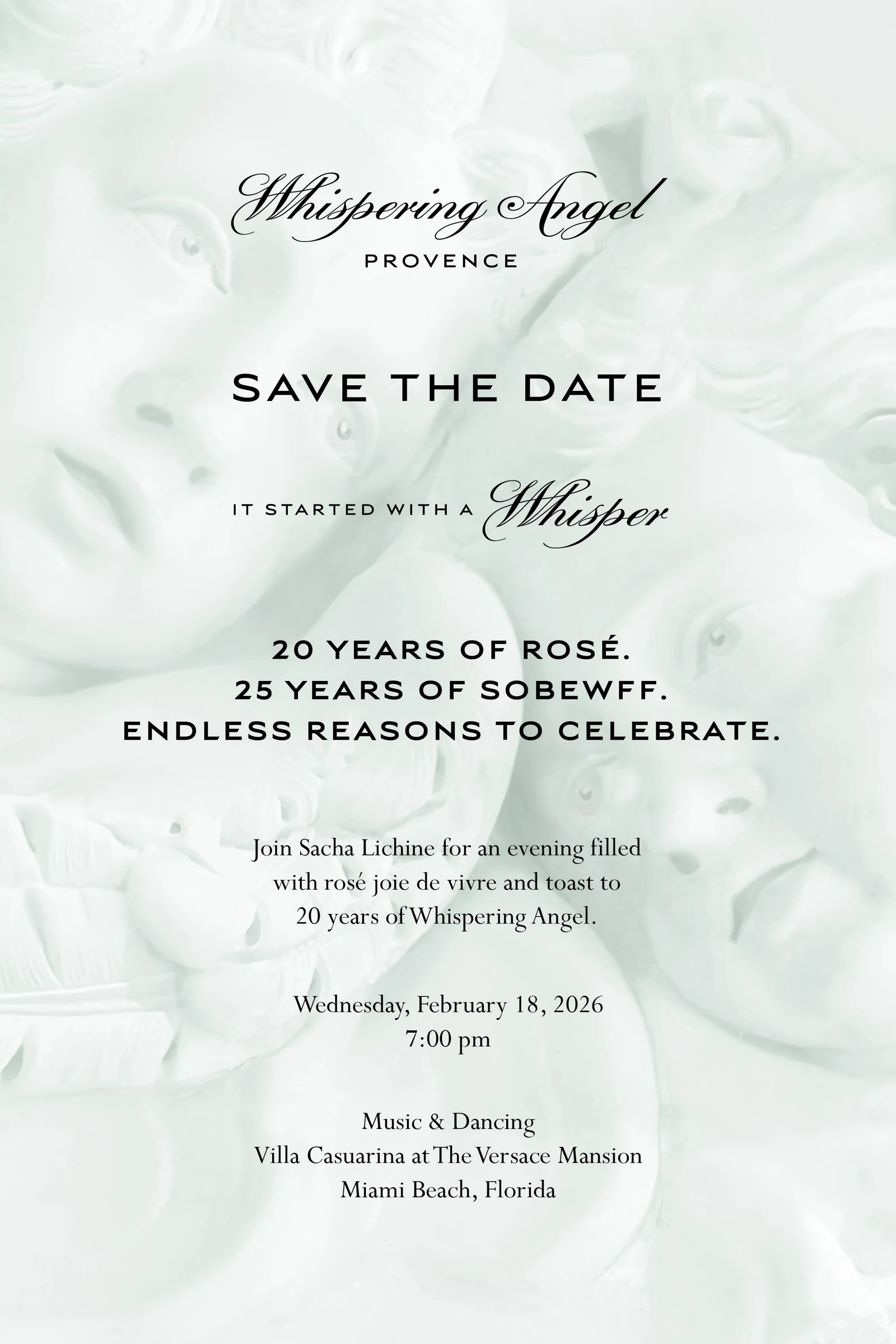 Whispering Angel × SOBEWFF / Versace Mansion invitation