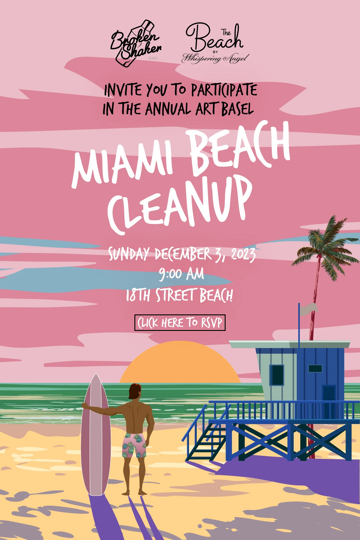 Whispering Angel / Miami Beach cleanup invitation